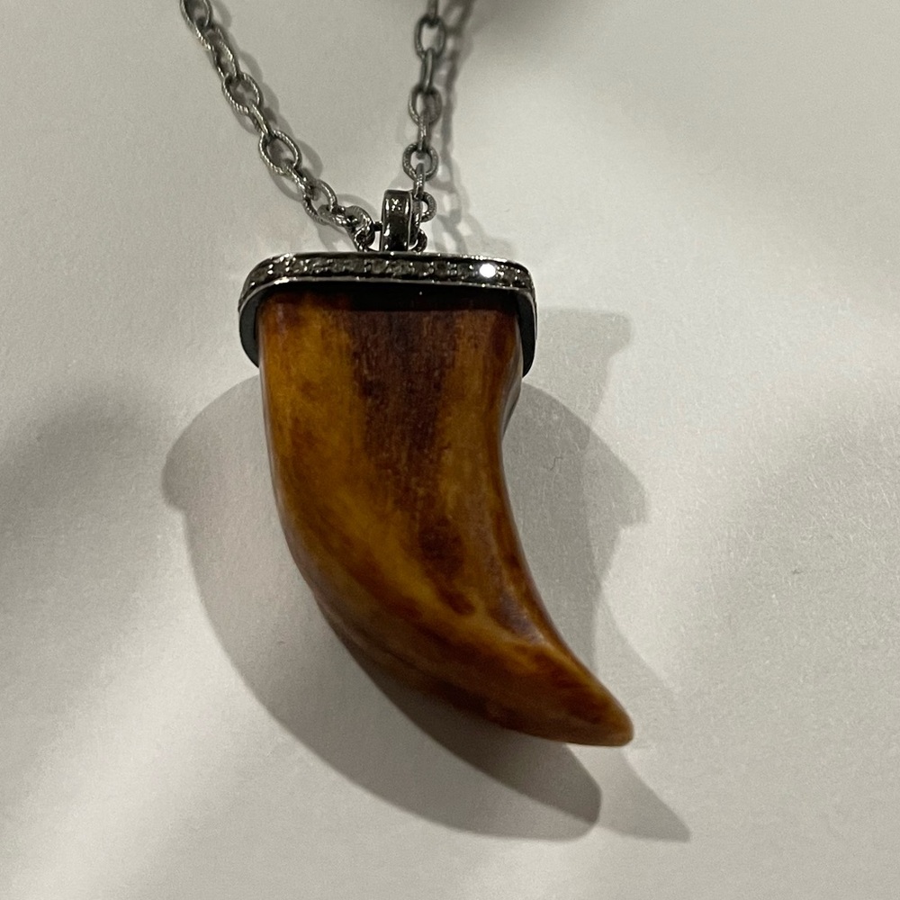 Tiger Wood Claw Rough Cut Diamond Claw Pendant